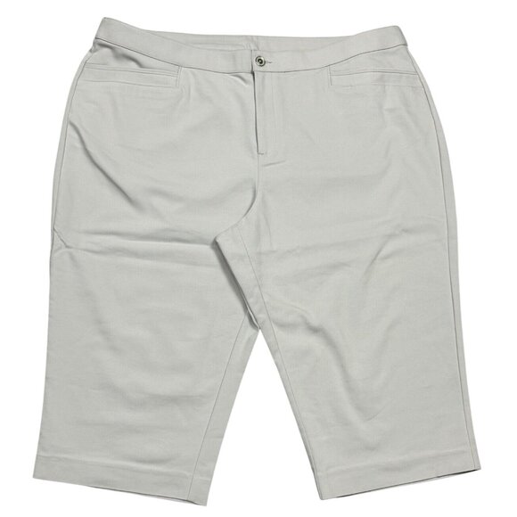 CJ Banks Pants - CJ Banks Capri Pants Womens Size 22W Light Gray High Rise Flat Front Stretch